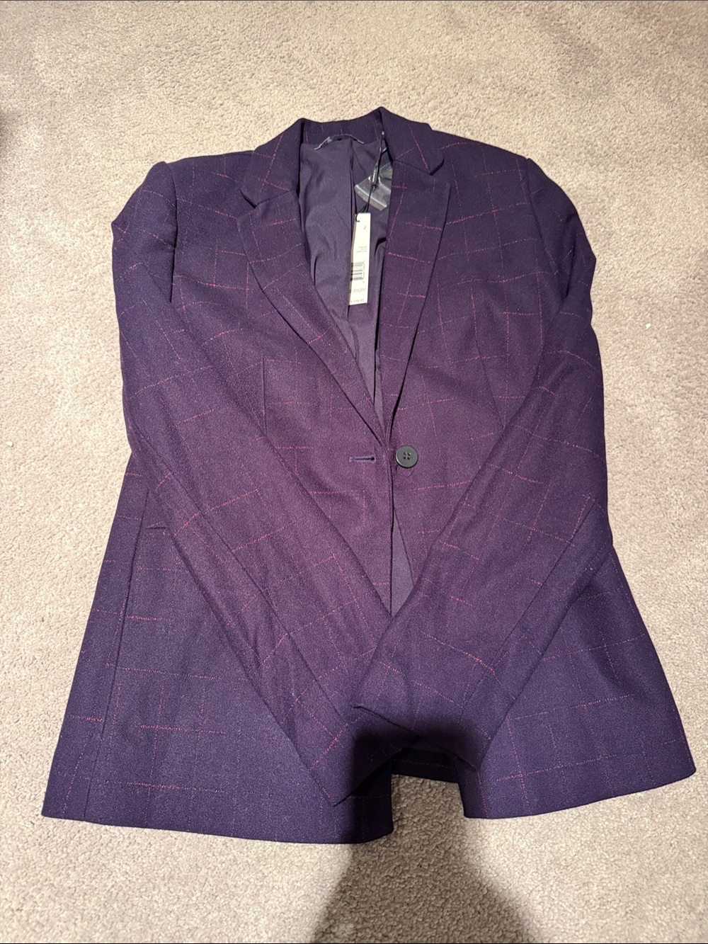 Tahari Purple Windowpane Blazer